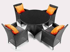 Four seater outdoor rattan chair with center table