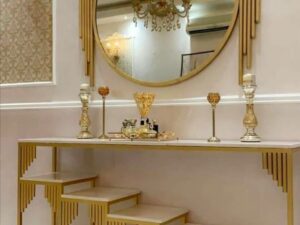 stylish makeup mirror table stainless steel