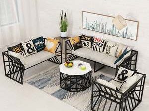 stainless steel six seater sofa set  with table