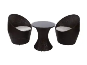 BRISHI Garden Patio Seating Chair and Table Set Outdoor Balcony Garden Coffee Table Set Furniture with 1 Table and 2 Chairs Set (Dark Brown)